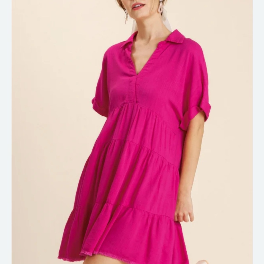 Umgee Fuchsia Layered Dress